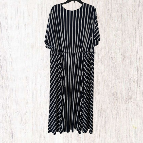 Lane Bryant Midi Dress size 22/24 Navy White Stripe V-Neck NWOT - Picture 2 of 4